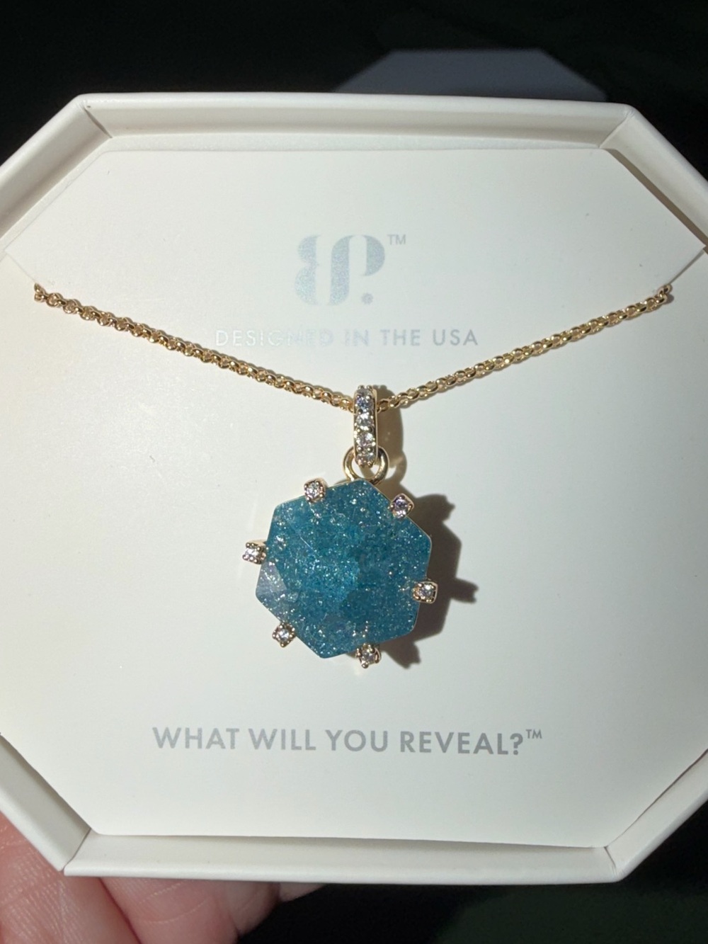 Bomb Party Necklace-Unyielding Spirit London Blue Ice Crystal on Gold